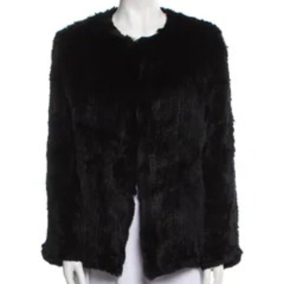 Amazing! The Cashmere Project black 100% rabbit fur cardigan jacket med 🔥 - Picture 1 of 12